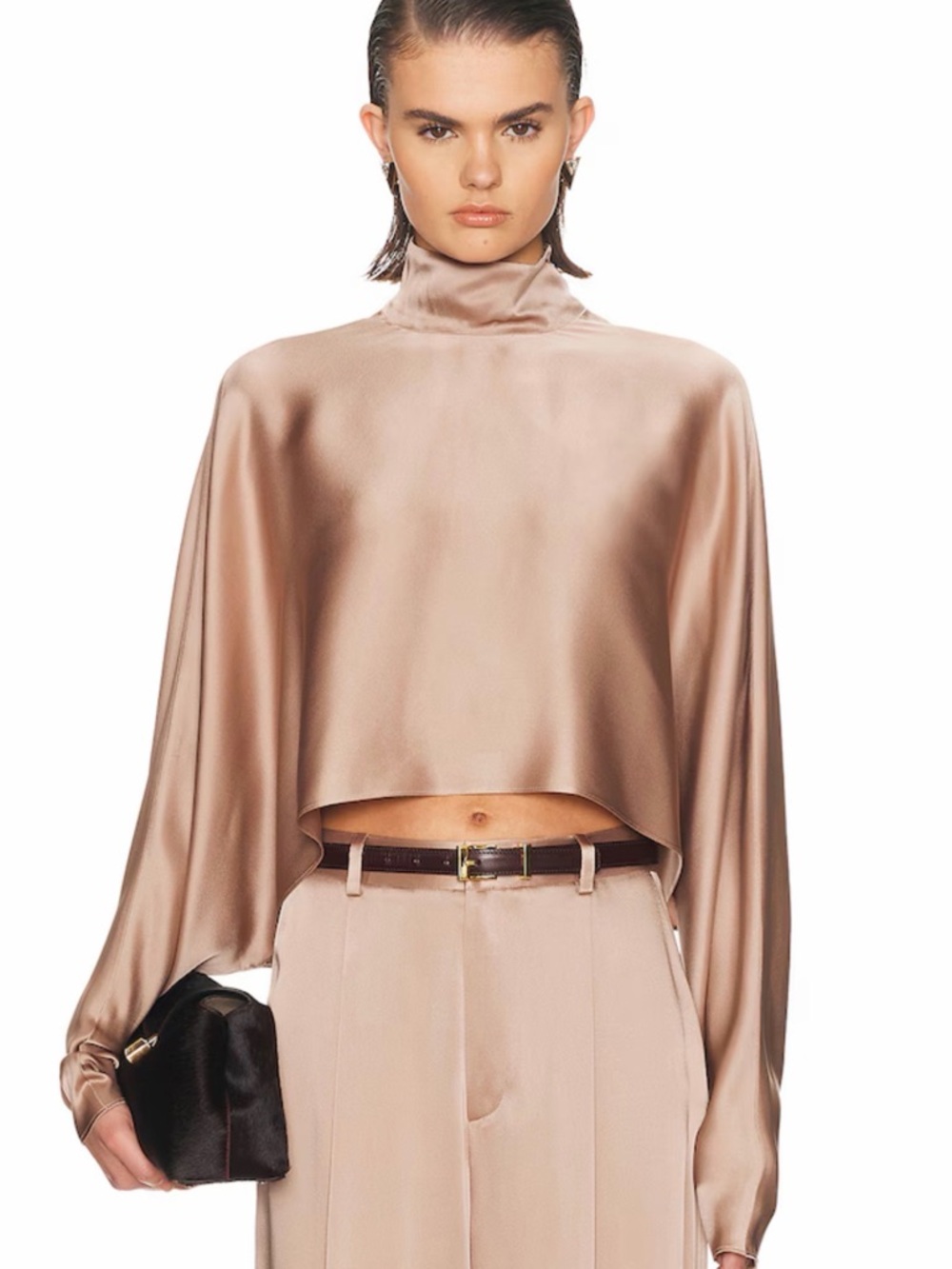 LAPOINTE Satin Caftan Top